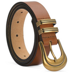 Woman's 100% Genuine Leather Western Belts With Gold Buckle