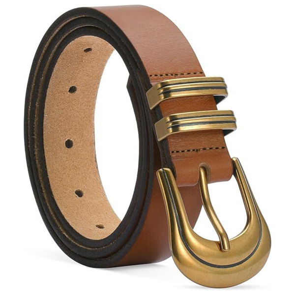 Woman's 100% Genuine Leather Western Belts With Gold Buckle