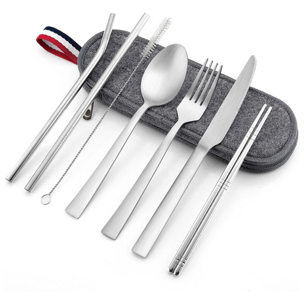8-Piece E-far Matte Travel Silverware Utensils Set