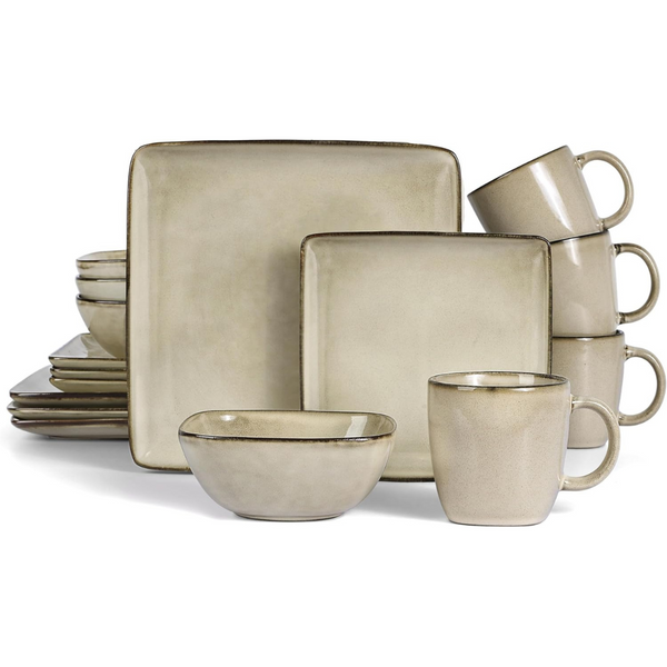 LIANYU 16 Piece Square Dinnerware Set for 4