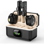 2-Pack Wireless Lavalier Microphone with Charging Case