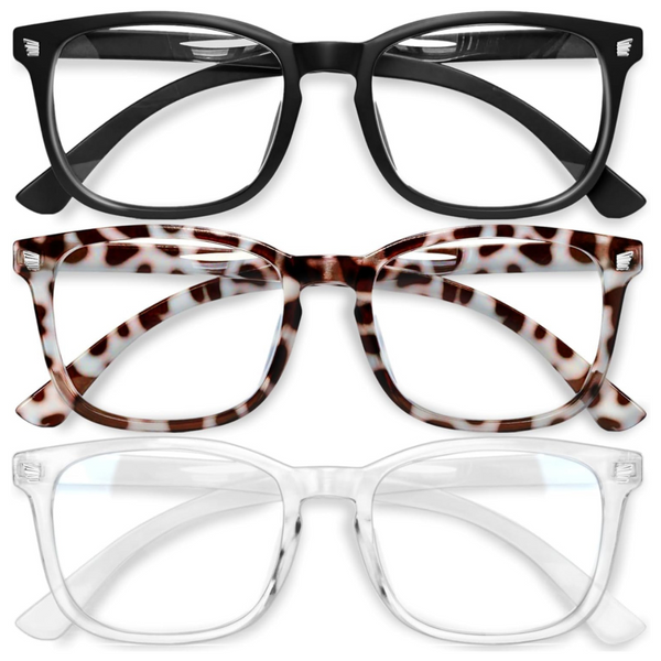 3-Pack Women's Stylish Blue Light Blocking Glasses