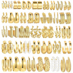 36-Pairs Chunky Gold Hoop Earring Set
