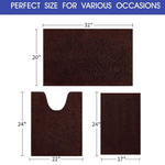 3 Pieces Ultra Soft, Non Slip Chenille Bathroom Rugs