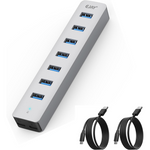 7-Port Aluminum USB Hub with Data and Charging Cables