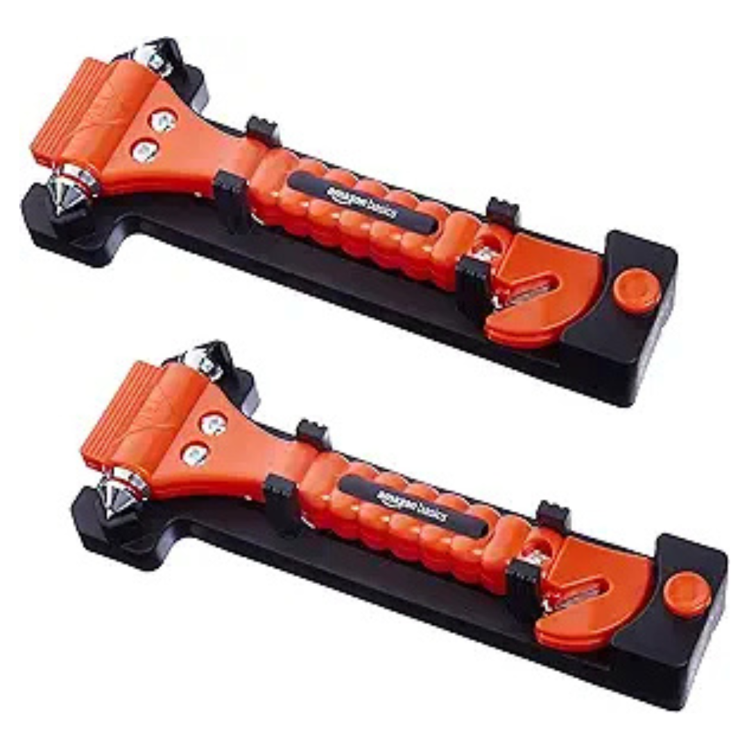 2-Pack Amazon Basics Emergency Seat Belt Cutter And Hammer Tool