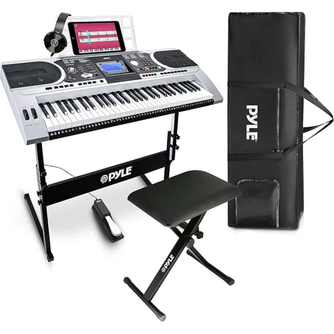 Pyle Piano With Case, Keyboard Stand, Sustain Pedal & Headset