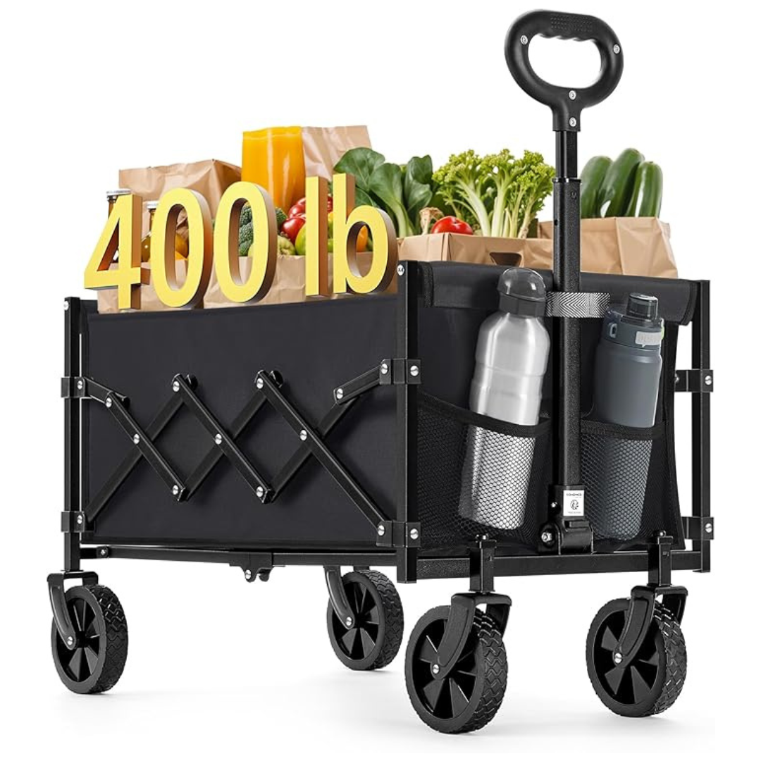 SONGMICS 400 LB Capacity Collapsible Garden Wagon Cart