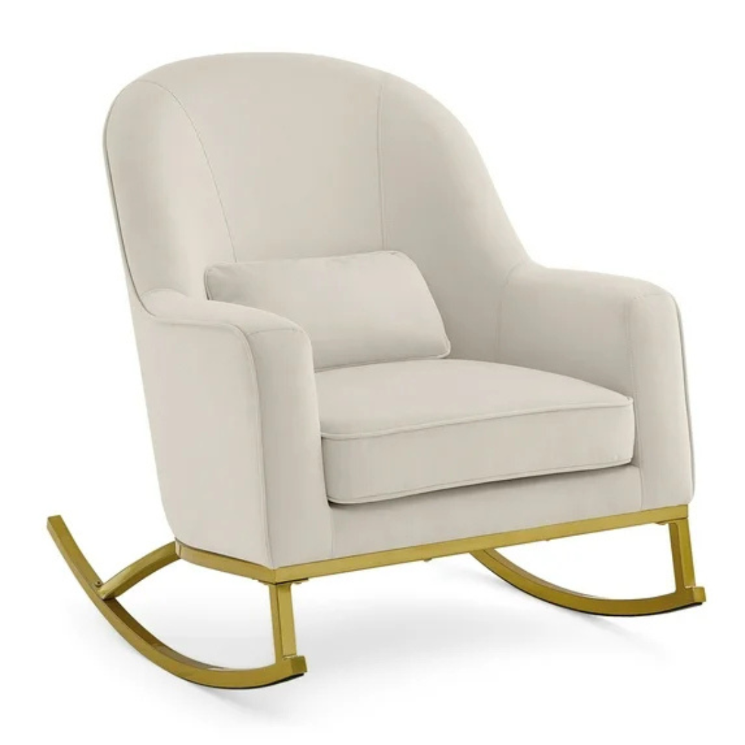 MoDRN Glam Velvet Rocking Chair With Lumbar Pillow