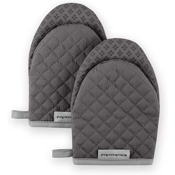 2-Count Asteroid Silicone Grip Charcoal Grey Mini Oven Mitt Set
