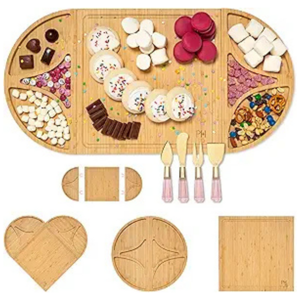 Paris Hilton 7-Piece Customizable Bamboo Charcuterie Board
