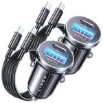 2-Pack Lisen 54W 2-Port USB-C Fast Charging Car Charger Adapter W/ Cable