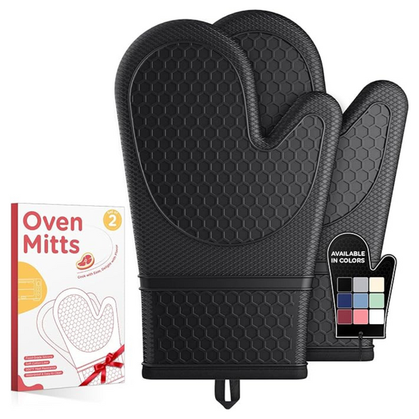 Set Of 2 Kitsure Heat Resistant Silicone Oven Mitts With Soft Lining