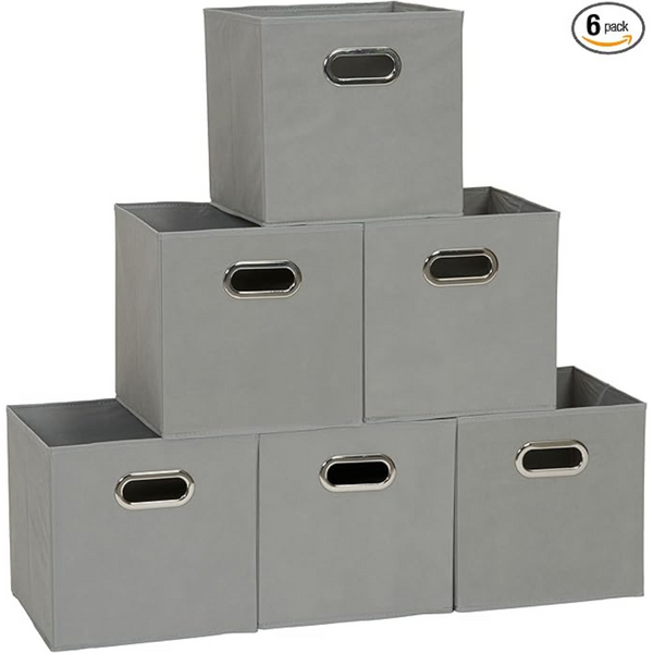 6-Pack Household Essentials Foldable Fabric Storage Bins