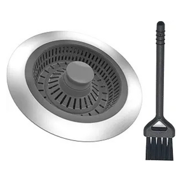 3-In-1 Pop-Up Sink Strainer Stopper With Brush