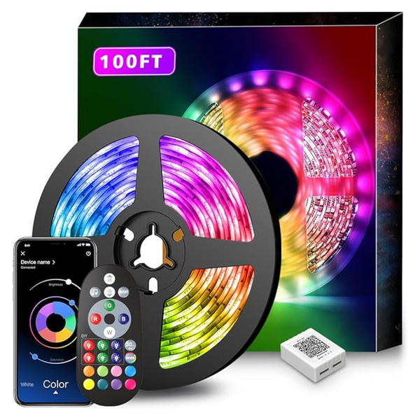 100ft Music Sync Color Changing LED Strip Lights