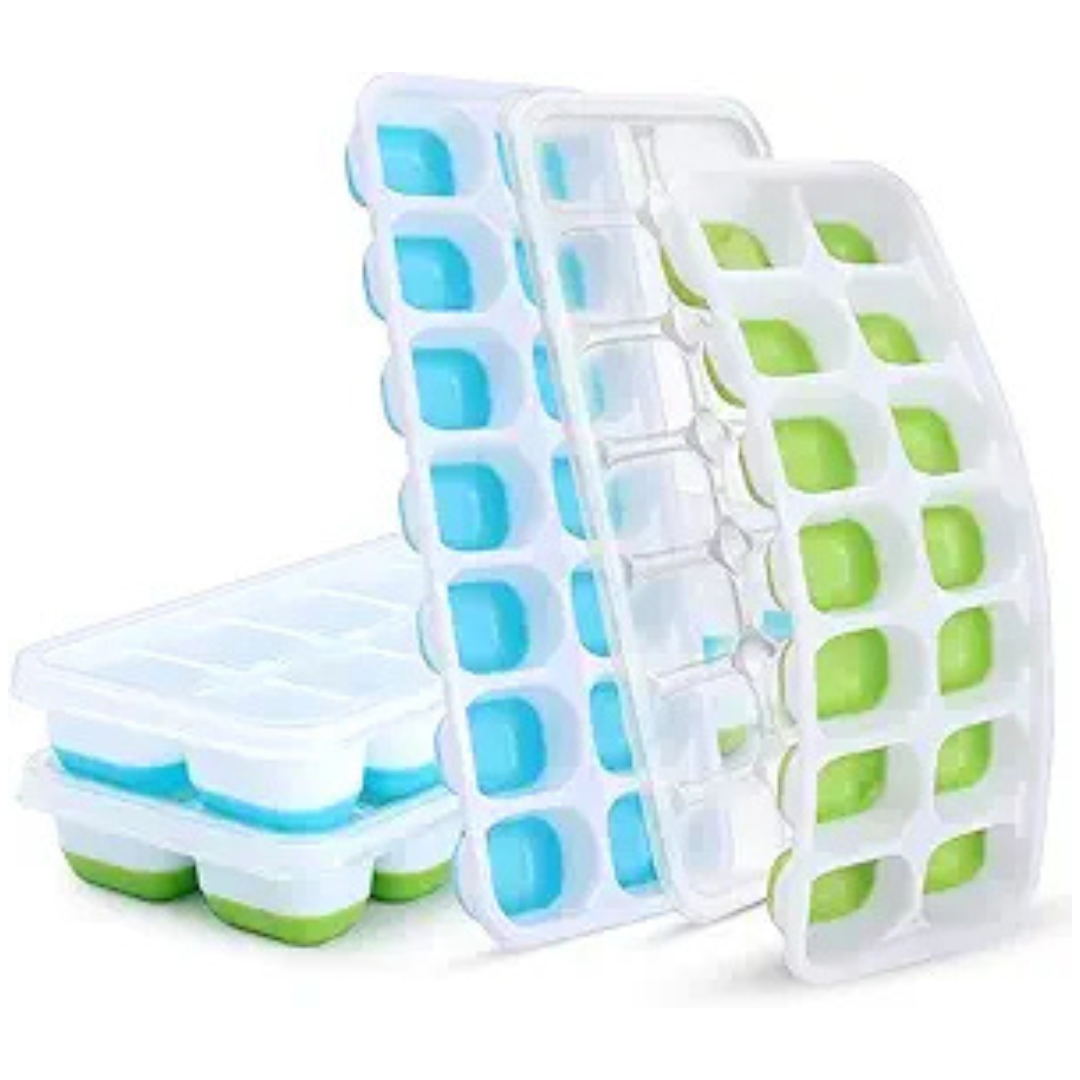 4 Pack Stackable Ice Cube Tray With Lid