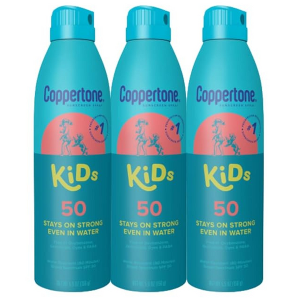 Coppertone Kids Sunscreen Spray SPF 50, Water Resistant Spray Sunscreen (5.5 Oz Can, Pack Of 3)