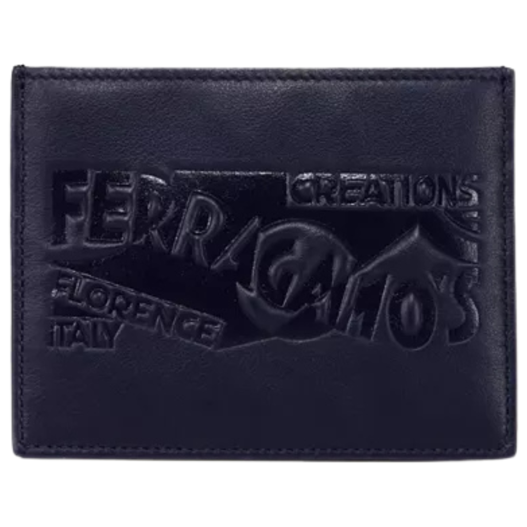 FERRAGAMO Leather Venna Logo Card Case