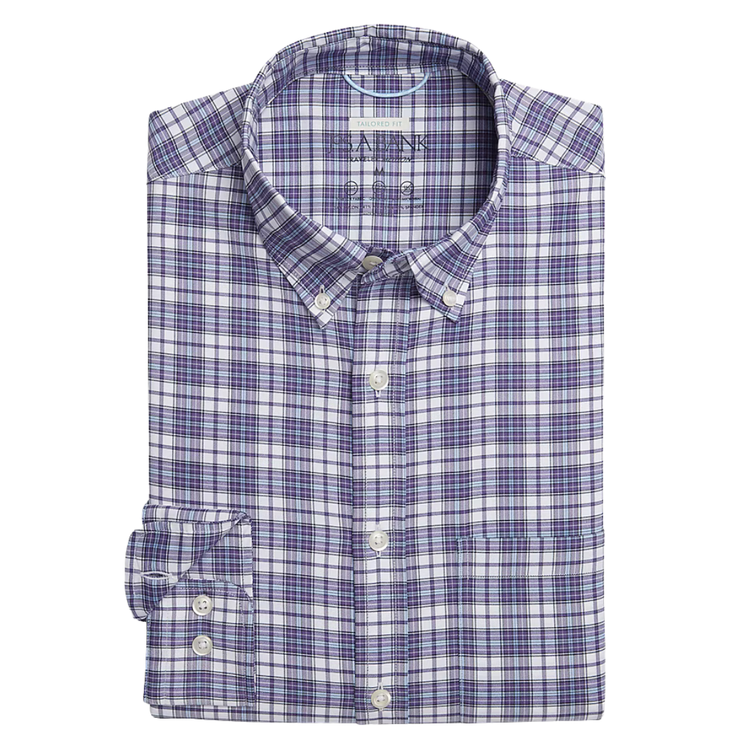 Jos. A. Bank Men's Traveler Motion Tailored Fit Plaid Sportshirt