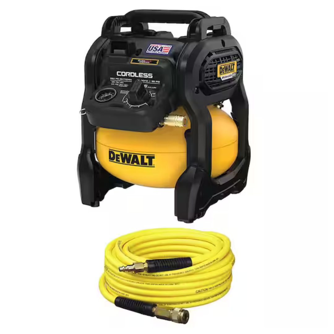 Dewalt 20V Brushless Cordless Air Compressor + Dewalt 50 Ft. x 1/4 In. Air Hose