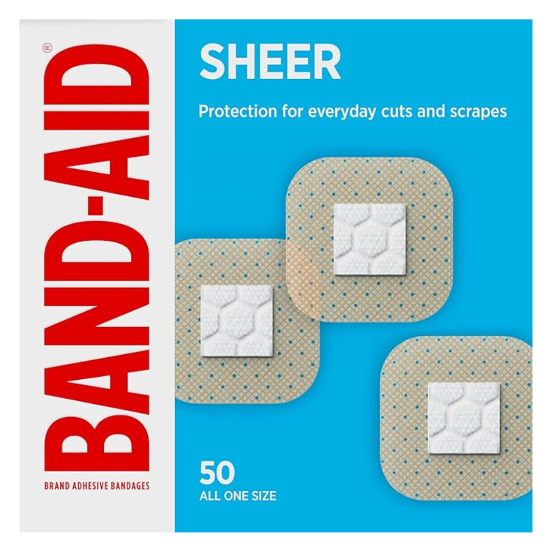 50-Count BAND-AID Brand Sheer Spots Adhesive Small Square Bandages