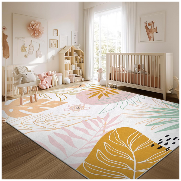 5 x 7ft Soft Throw Non-Slip Pink Boho Area Rug