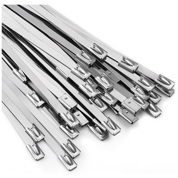 100-Piece 11.8" 304 Stainless Steel Self-locking Cable Ties