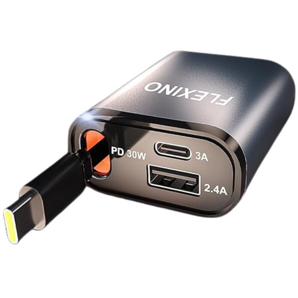 57W Ultra-Slim Retractable USB-C Car Charger Adaptor