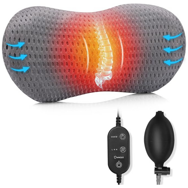 Heated Lumbar Support Memory Foam Pillow For Lower Back Pain Relief