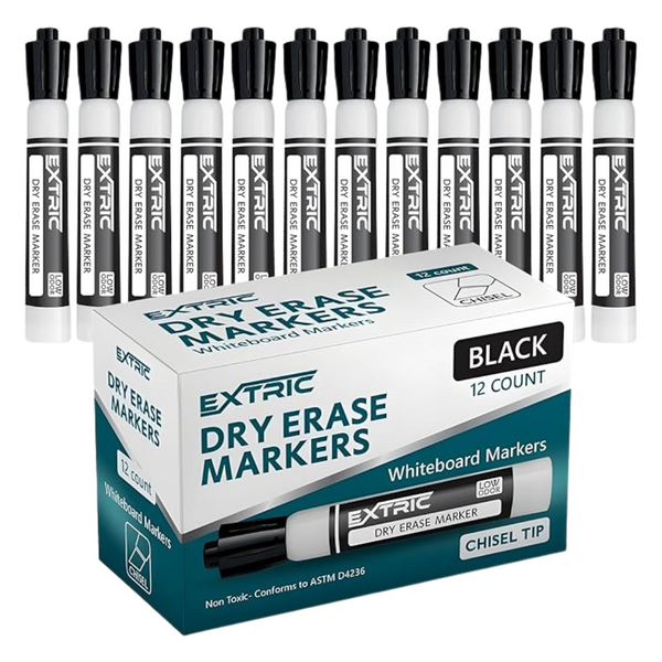 12-Count Extric Dry Erase Chisel Tip Whiteboard Markers