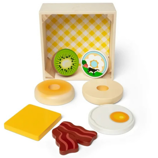 11-Piece Melissa & Doug Wooden Breakfast Picnic Box Play Food Set