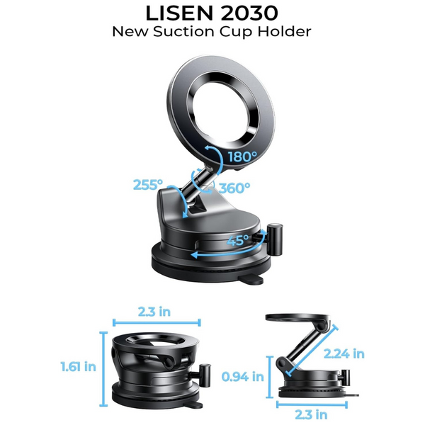 Lisen 360-Degree Adjustable MagSafe Vacuum Suction Phone Mount