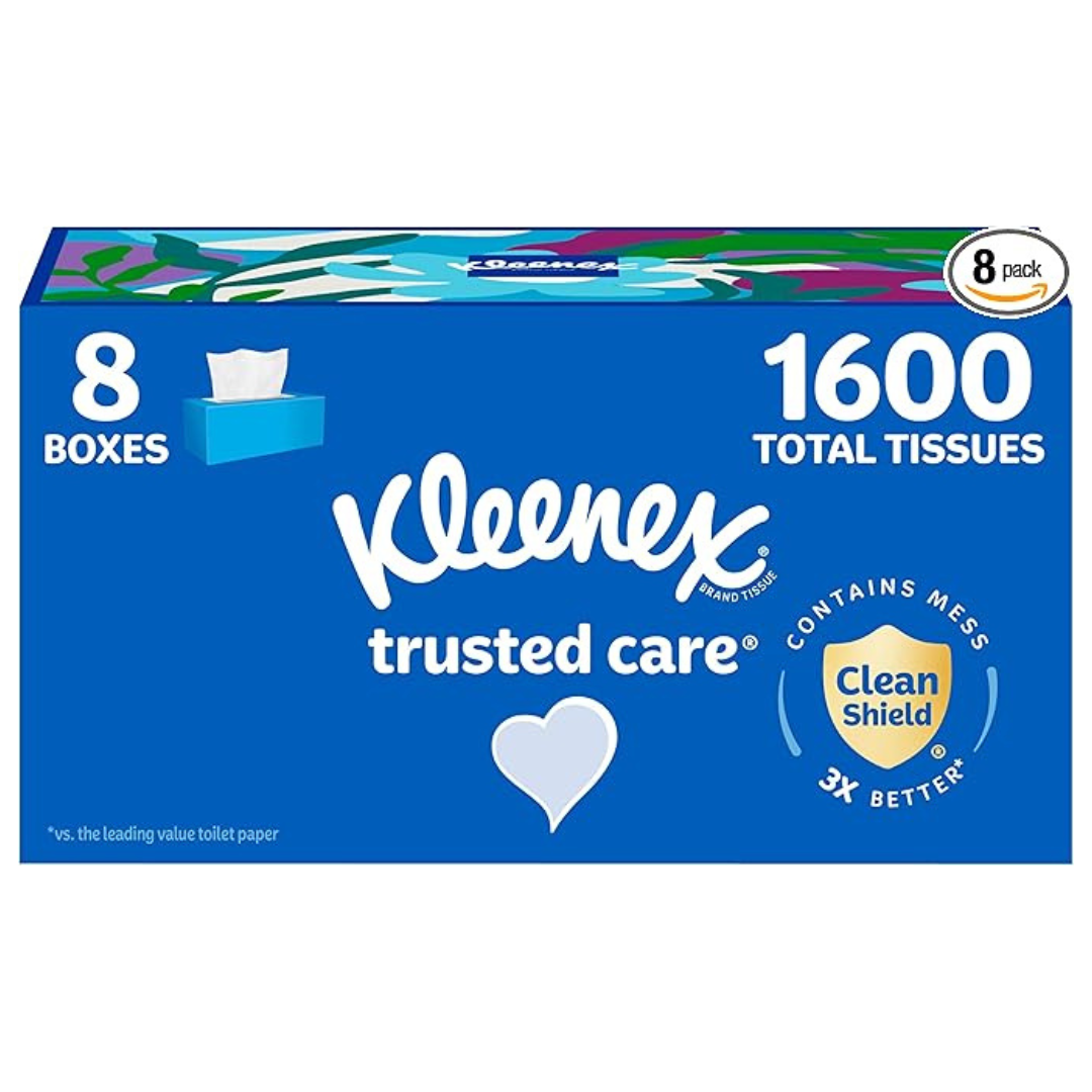 8 Boxes Of Kleenex Trusted Care Facial Tissues, 1600 Total Tissues