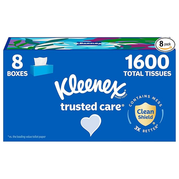 8 Boxes Of Kleenex Trusted Care Facial Tissues, 1600 Total Tissues
