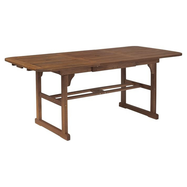 Walker Edison Maui Modern Solid Acacia Wood Slatted Patio Dining Table