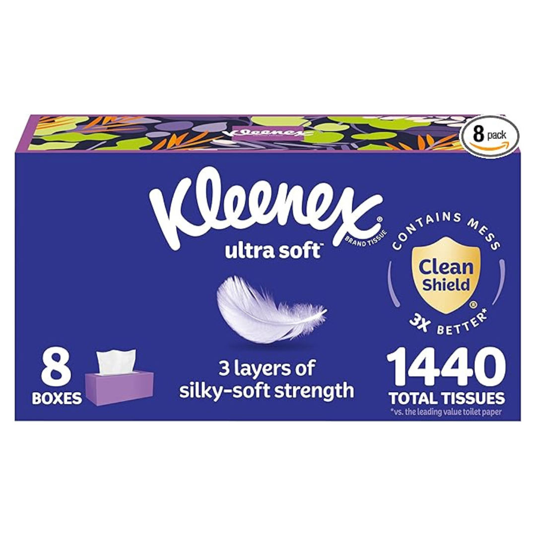 1440-Count (8pk x 180ct) Kleenex 3-Ply Ultra Soft Facial Tissues