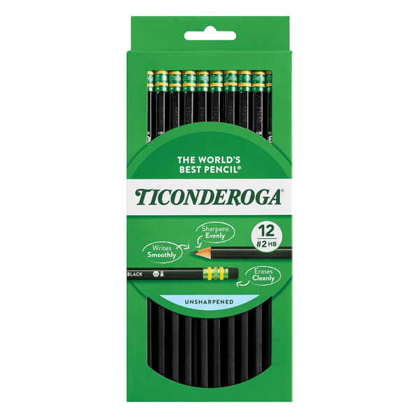 12-Count Ticonderoga Wood-Cased #2 HB Soft Pencils