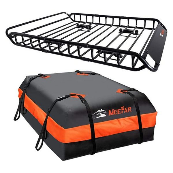 MeeFar Universal Roof Rack Carrier Basket & 15 Cubic Waterproof Bag
