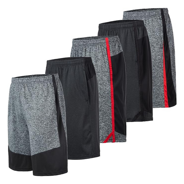 5-Pack Men's Dry-Fit Sweat Resistant Athletic Shorts (2 Colors)