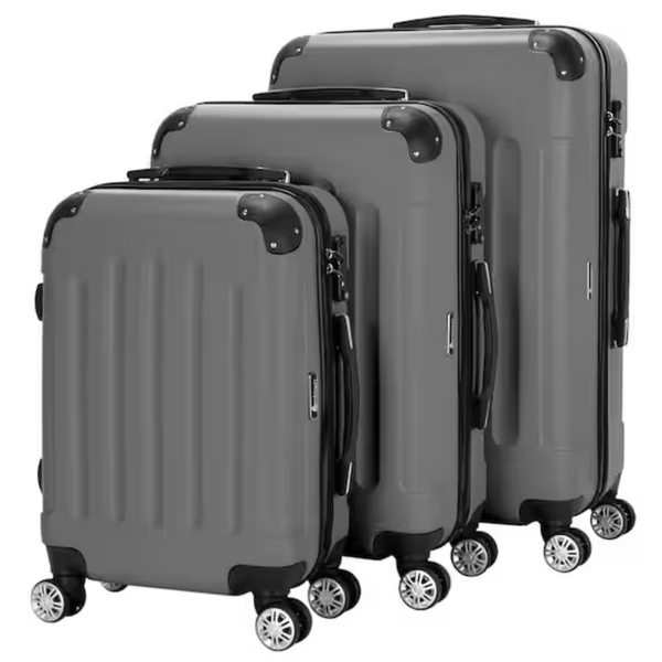 3-Piece Dark Gray Large Traveling Spinner Luggage Set