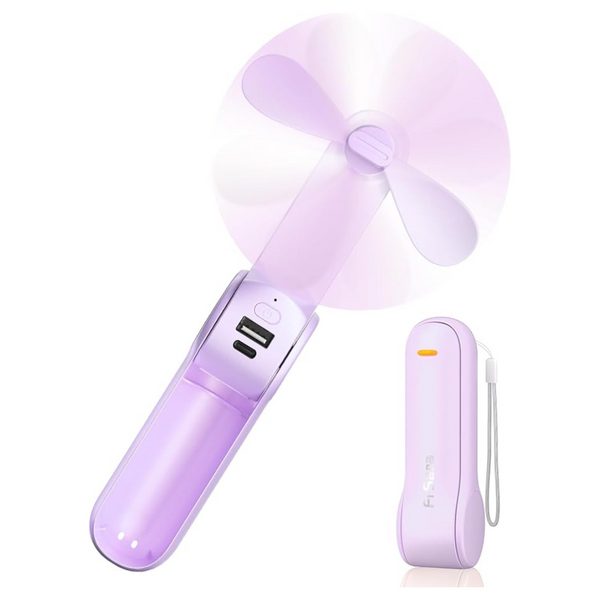 FrSara M18 Rechargeable Pocket Fan With 2000mAh Power Bank (Purple)