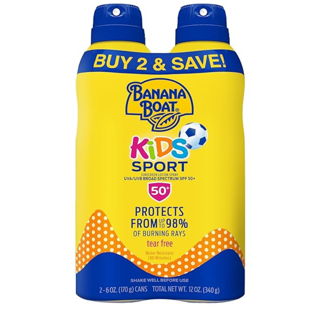2-Pack Banana Boat Kids Sport Sunscreen Spray SPF 50, 6oz each