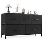 5-Storage Fabric Drawers Metal Frame & Wooden Top Dresser