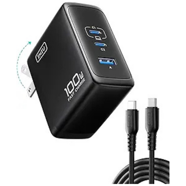 Iniu 3-Port 100W Compact Foldable GaN USB C Wall Charger