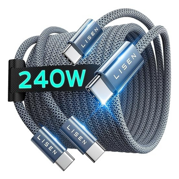 2-Pack 6.6ft LISEN 240W USB-C Fast Charging Cable (Or $5.31)