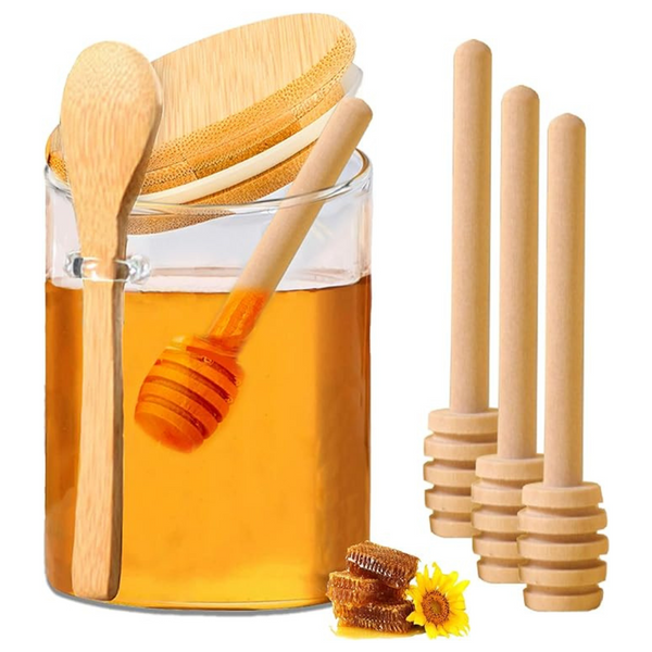 Glass Honey Dispenser No Drip With Dipper And Spoon, 16 Oz