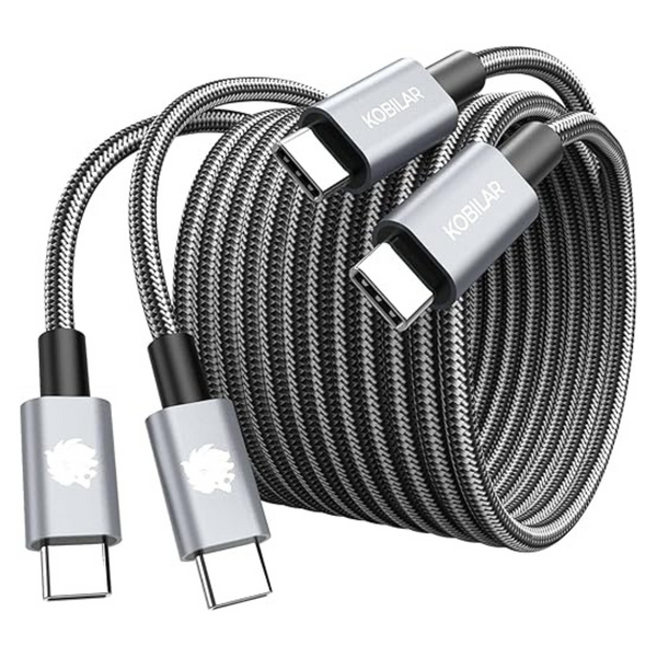 2-Pack 6ft 240W USB-C to USB-C Fast Charging High Speed Cable