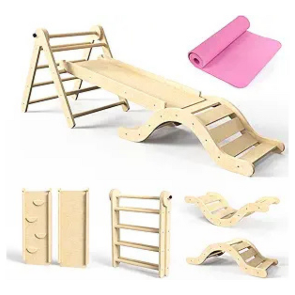 Pikler Triangle Set 7-in-1 Toddler Climbing Toys