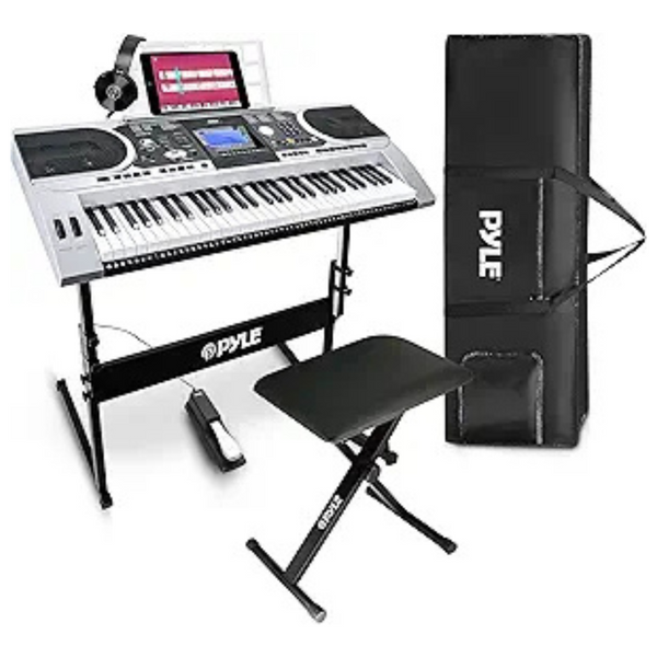 Pyle Piano With Case, Keyboard Stand, Sustain Pedal & Headset